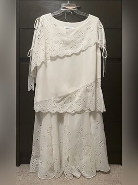 Carissimo Women Formal Evening Dress Ivory Cream Top Skirt Dress Set Size 12
